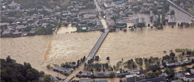 平成25年台風18号による水害の様子